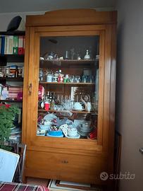 Mobile Vetrina Credenza Antica in Legno Massello