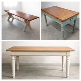 tavoli vintage rustici country chic design 