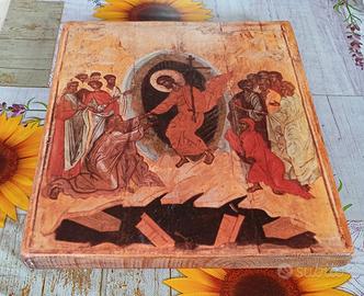 icona ortodossa bizantina su tavola in legno