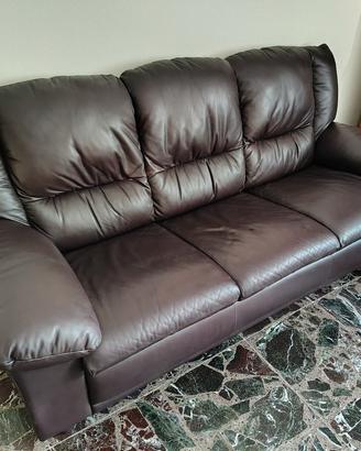 Divano in pelle 3 posti colore testa di moro