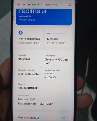 cellulare realmi Narzo  128 gb