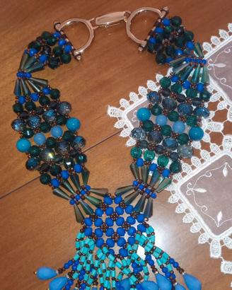 Collana Ottaviani Con giada,turchesi,cristalli.