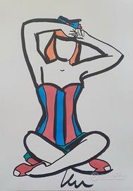 Marco Lodola, Ragazza in spiaggia 42x30