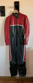 Tuta moto vintage Gaman in pelle rossa nera