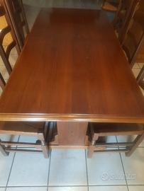 tavolo legno noce  10 sedie 