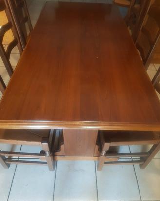 tavolo legno noce  10 sedie 