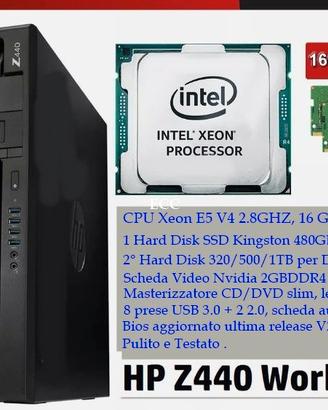 Workstation PC HP Z440 E5 Xeon 16GB SSD+HDD
