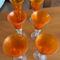 6 calici vintage vetro arancione