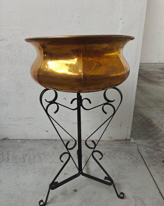 Coppia Portavasi in Ottone Vintage – Con Piantana 