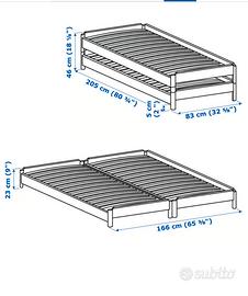 LETTO SINGOLO IMPILABILE CON MATERASSO