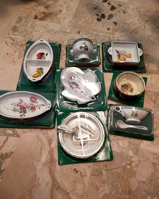 Set in ceramica e vimini 