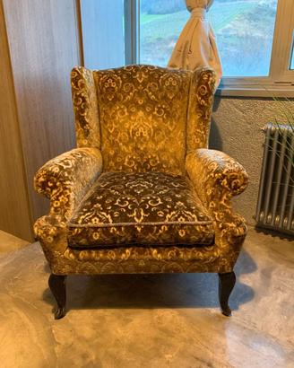 Poltrona Vintage in Velluto Damascato anni 50/60
