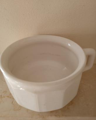 Vaso da notte antico in ceramica bianca