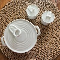 Porta zucchero e sale pepe ceramica bianca