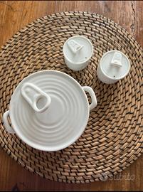 Porta zucchero e sale pepe ceramica bianca