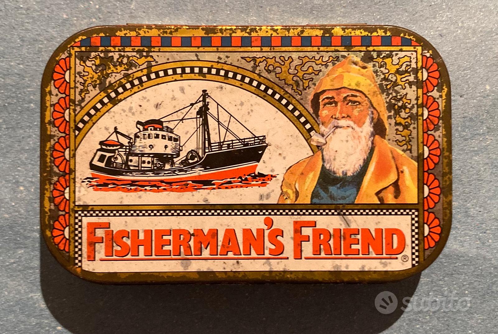 Scatola latta vintage fisherman