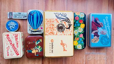 Set di 7 scatole di latta