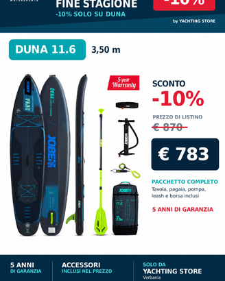ULTIMO SUP Jobe Duna 11.6 completo di accessori