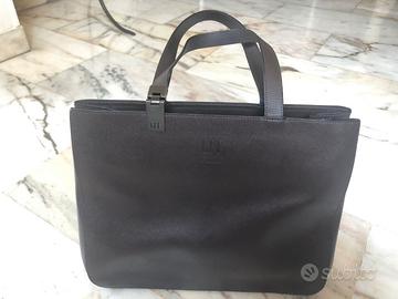 Borsa originale Ferrè in vera pelle marrone scuro.