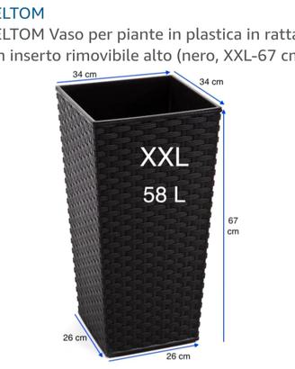 Vaso in plastica Rattan