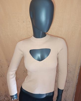 Maglia ZARA KNIT a costine con cut-out 