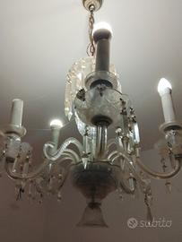 lampadario cristallo e argento 