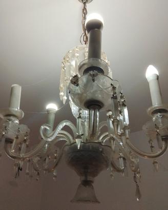 lampadario cristallo e argento 