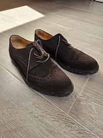 Scarpe donna stringate in camoscio, testa di moro