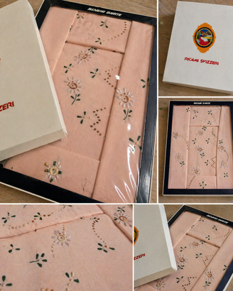 Set lenzuola vintage ricamate Ricami Svizzeri