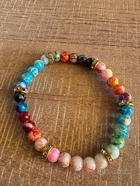 Bracciale colorato perle di vetro e strass