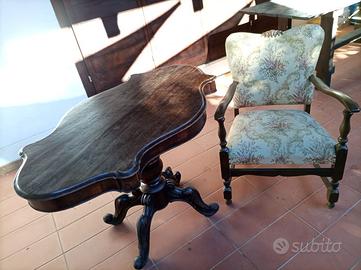 Tavolo antico "Biscotto" + sedia