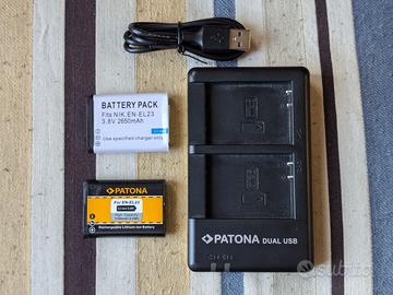 Caricabatterie Patona + 2 batterie per Nikon P900
