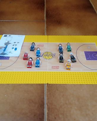 set lego compatibile, campo da basket + 10 minifig