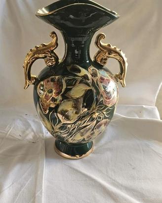 Vaso anfora verde oro Villa Marine Italy vintage