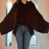 Poncho di pelliccia in visone marrone