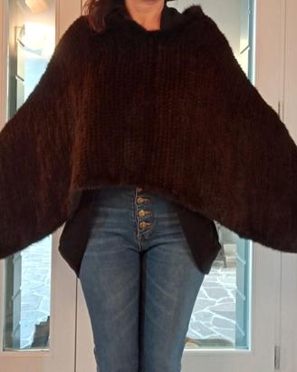 Poncho di pelliccia in visone marrone
