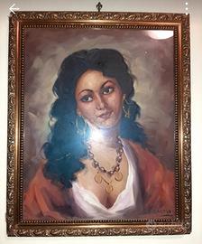 Coppia quadri olio su tela corni