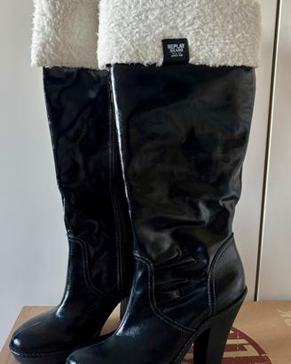 Stivali Replay RP1062 Clery Neri Lucidi - 41