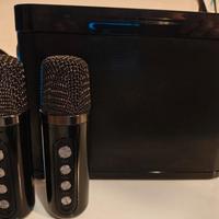 Karaoke cassa bluetooth portatile con 2 microfoni