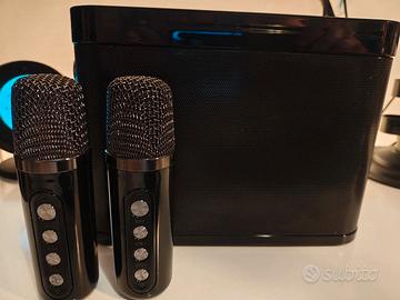 Karaoke cassa bluetooth portatile con 2 microfoni