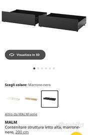 4 Cassetti per letto Ikea Malm colore nero-marrone