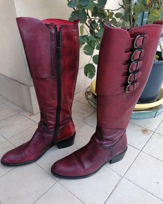 stivale da donna rosso, vera pelle 