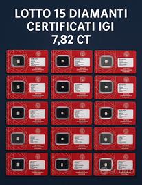 LOTTO 15 DIAMANTI IGI CERTIFICATI E BLISTERATI