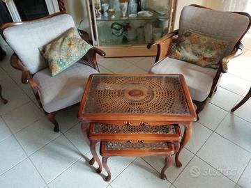 Due poltroncine anni '40 in paglia di Vienna