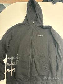 Felpa Champion Nera con Zip e Cappuccio Taglia S