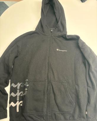 Felpa Champion Nera con Zip e Cappuccio Taglia S