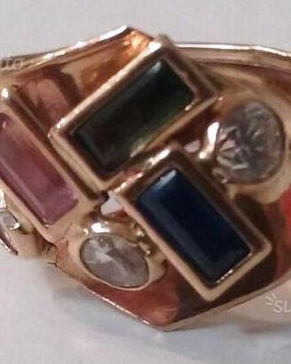 Anello Oro Giallo 18kt con Zirconi