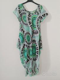 Abito copricostume asimmetrico hippie in cotone L