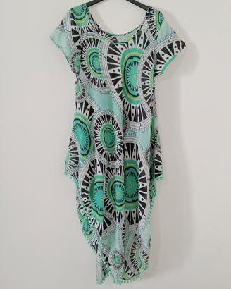 Abito copricostume asimmetrico hippie in cotone L