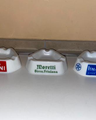 3 POSACENERI VINTAGE DI BIRRE IN VETRO OPALINO